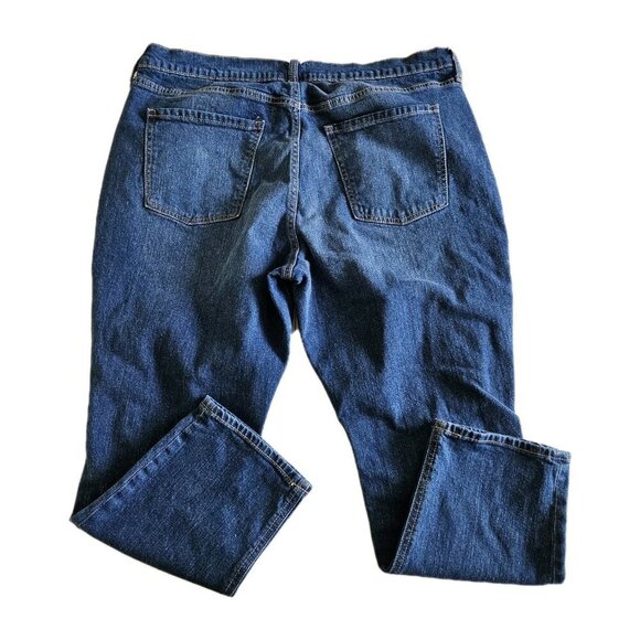 Old Navy Jeans Womens 16 Blue Mid Rise Boyfriend Cropped Distressed Stretch Boho - Picture 13 of 16